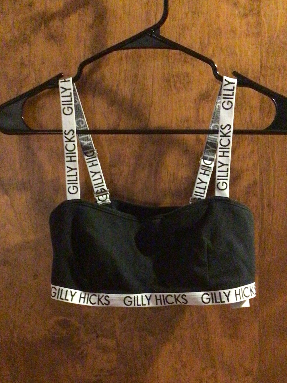 Gilly Hicks Black Bralette with White Logo Straps